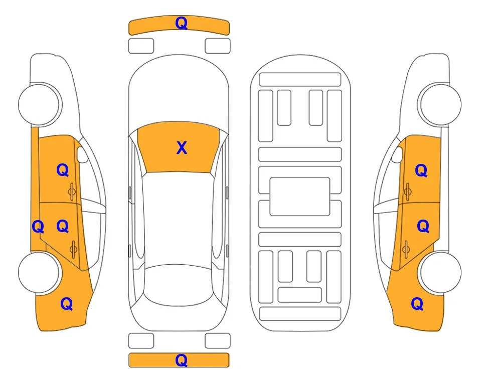 Схема кузова с отметками аукциона Lotte Auto Auction