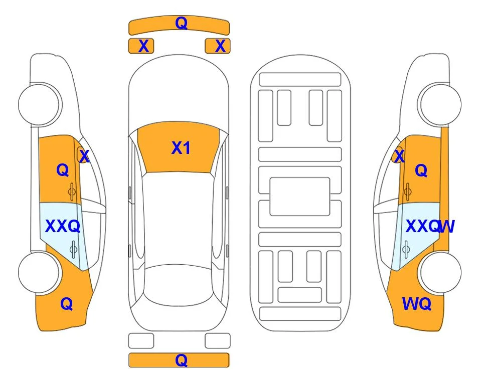 Схема кузова с отметками аукциона Lotte Auto Auction