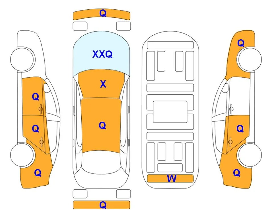 Схема кузова с отметками аукциона Lotte Auto Auction