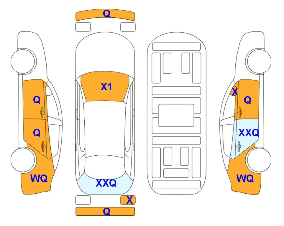 Схема кузова с отметками аукциона Lotte Auto Auction