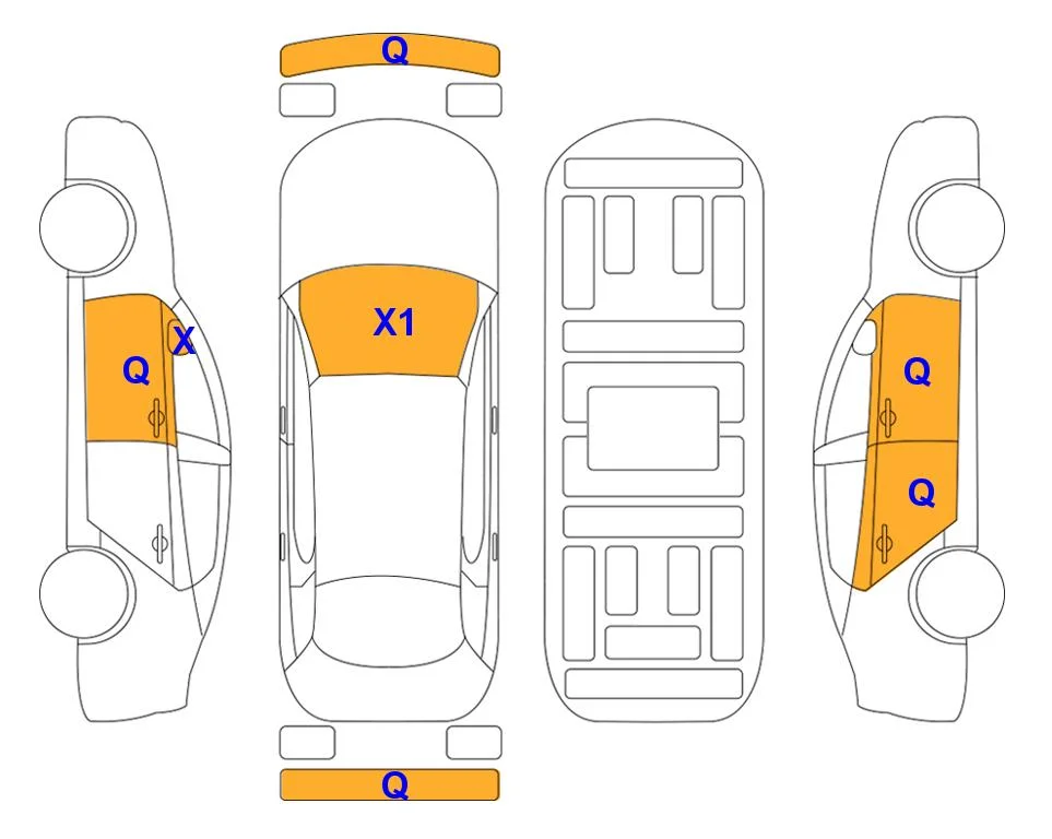 Схема кузова с отметками аукциона Lotte Auto Auction