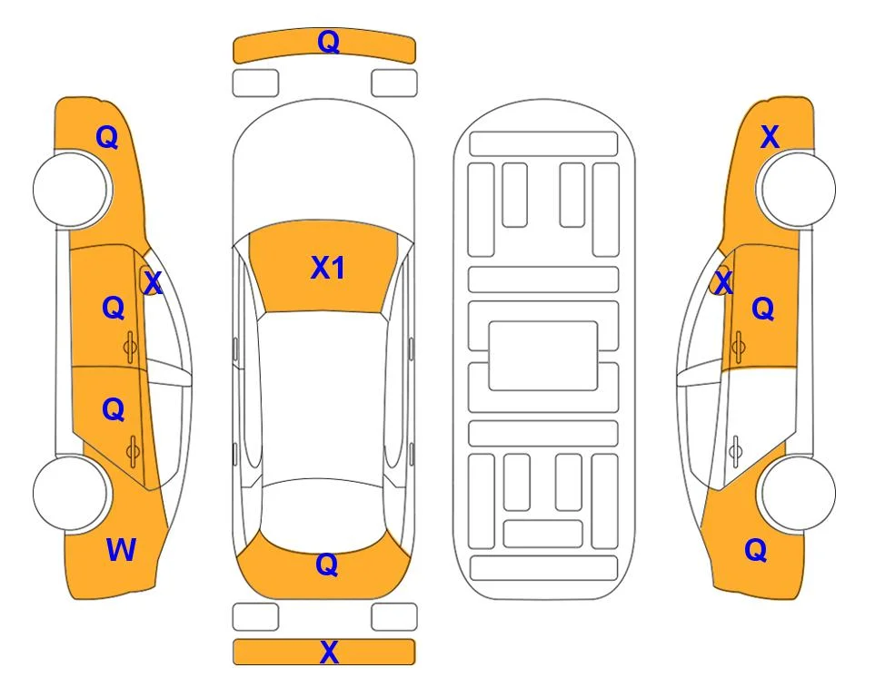 Схема кузова с отметками аукциона Lotte Auto Auction