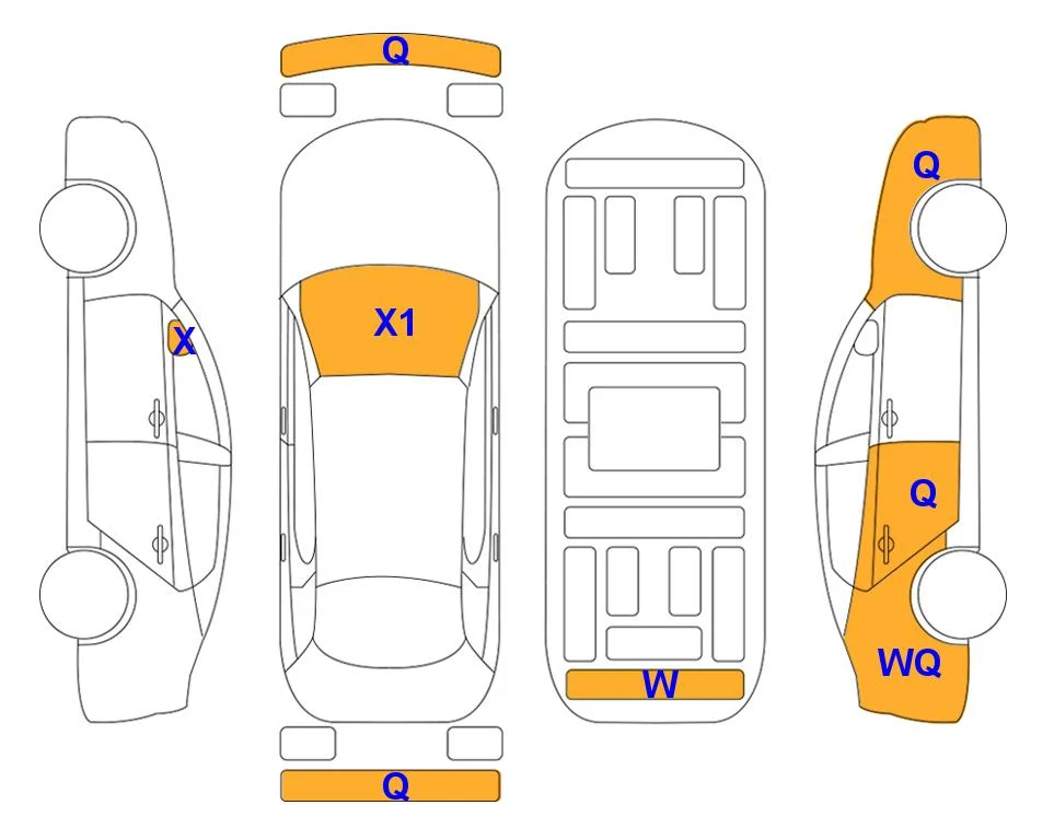 Схема кузова с отметками аукциона Lotte Auto Auction