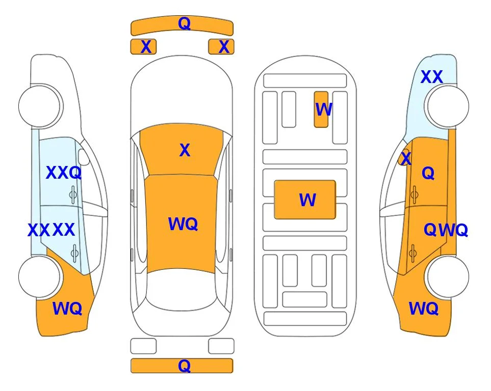 Схема кузова с отметками аукциона Lotte Auto Auction