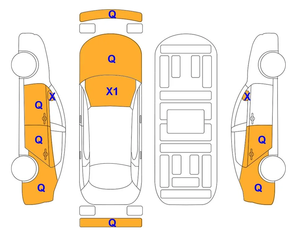 Схема кузова с отметками аукциона Lotte Auto Auction
