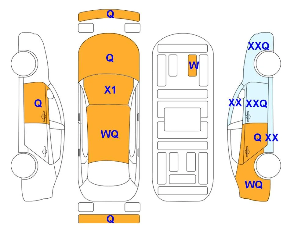 Схема кузова с отметками аукциона Lotte Auto Auction