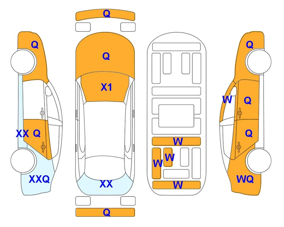Body diagram with the marks of Lotte Auto Auction