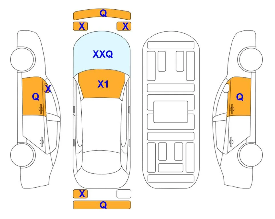 Схема кузова с отметками аукциона Lotte Auto Auction