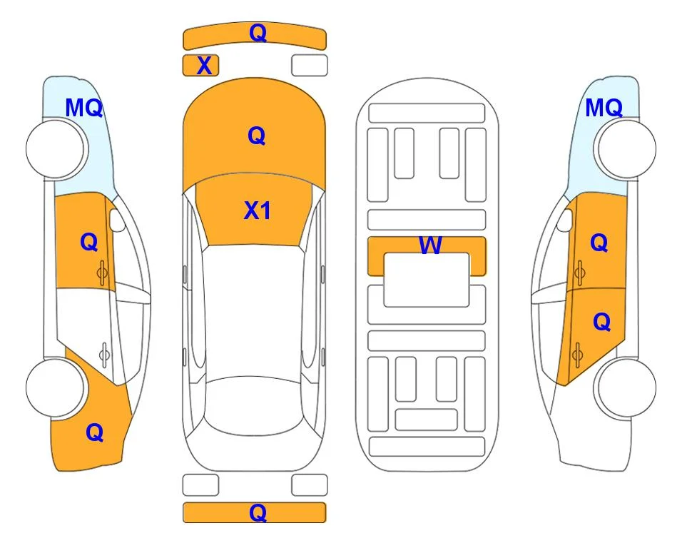 Схема кузова с отметками аукциона Lotte Auto Auction