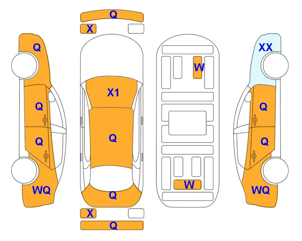 Body diagram with the marks of Lotte Auto Auction