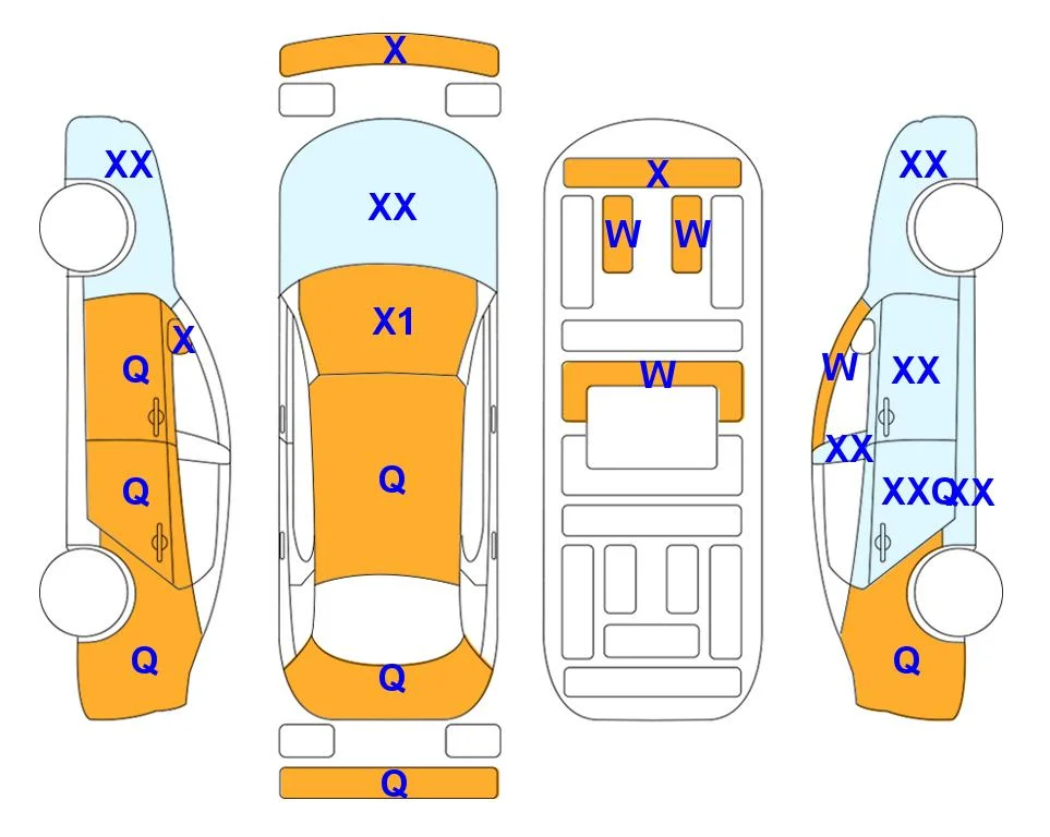 Схема кузова с отметками аукциона Lotte Auto Auction