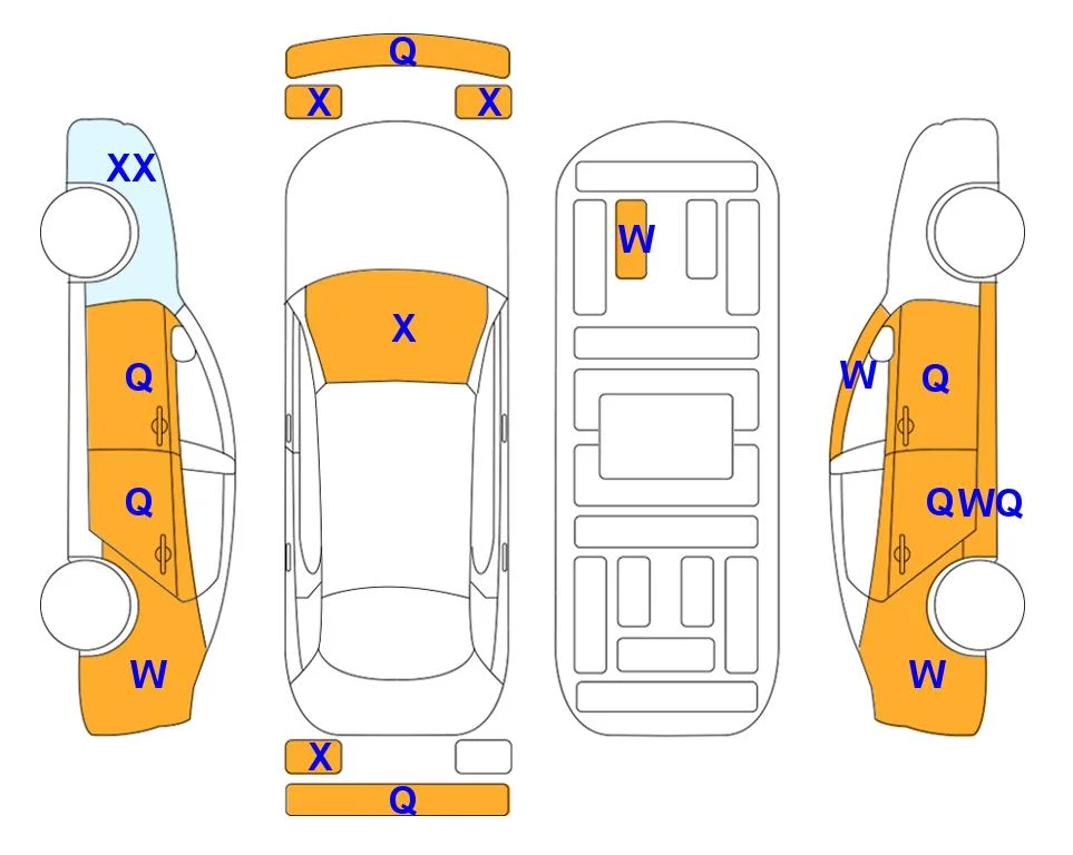 Body diagram with the marks of Lotte Auto Auction