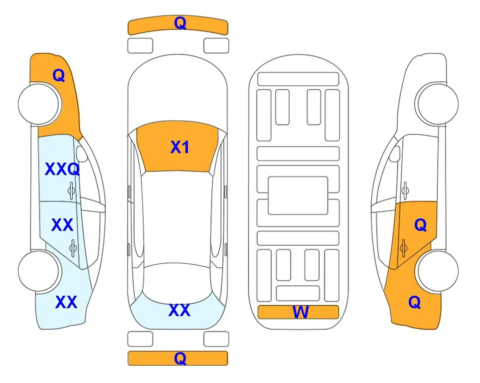 Схема кузова с отметками аукциона Lotte Auto Auction
