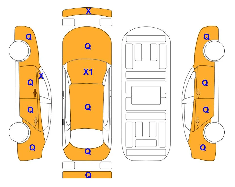 Схема кузова с отметками аукциона Lotte Auto Auction