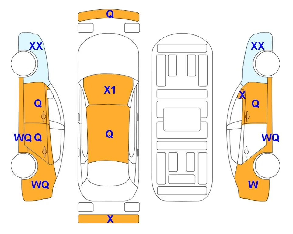 Body diagram with the marks of Lotte Auto Auction