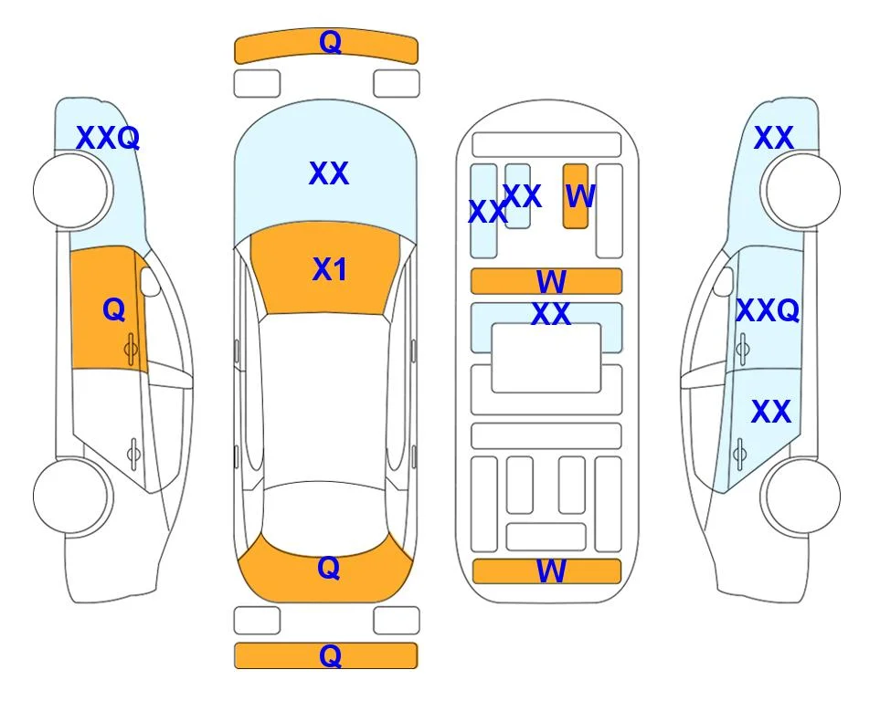 Схема кузова с отметками аукциона Lotte Auto Auction