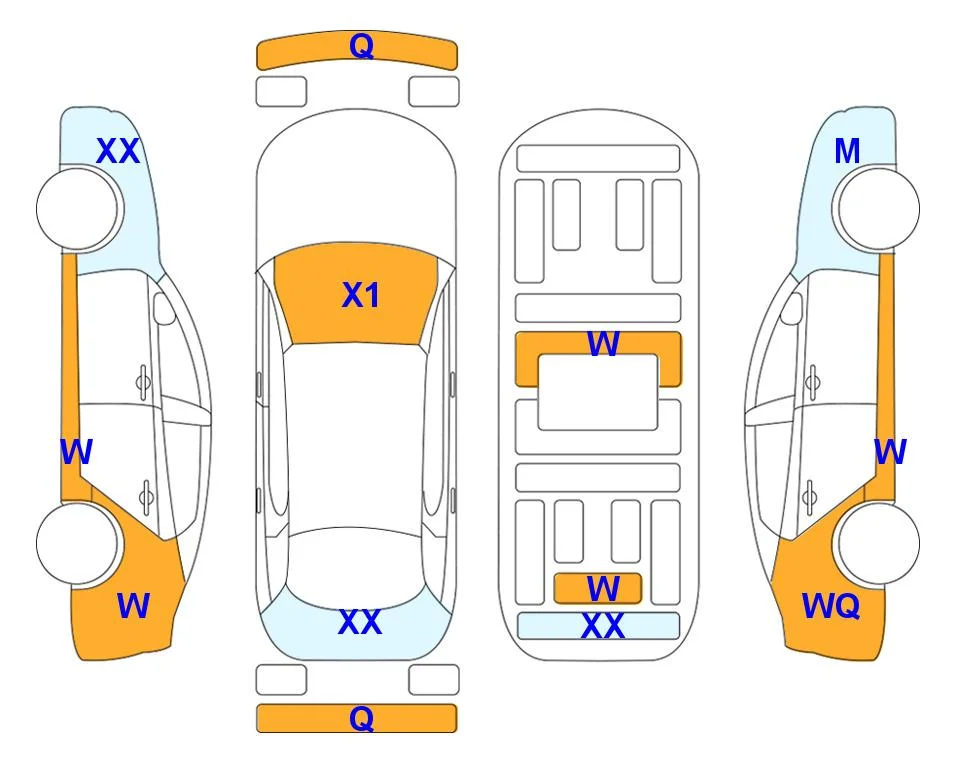 Body diagram with the marks of Lotte Auto Auction