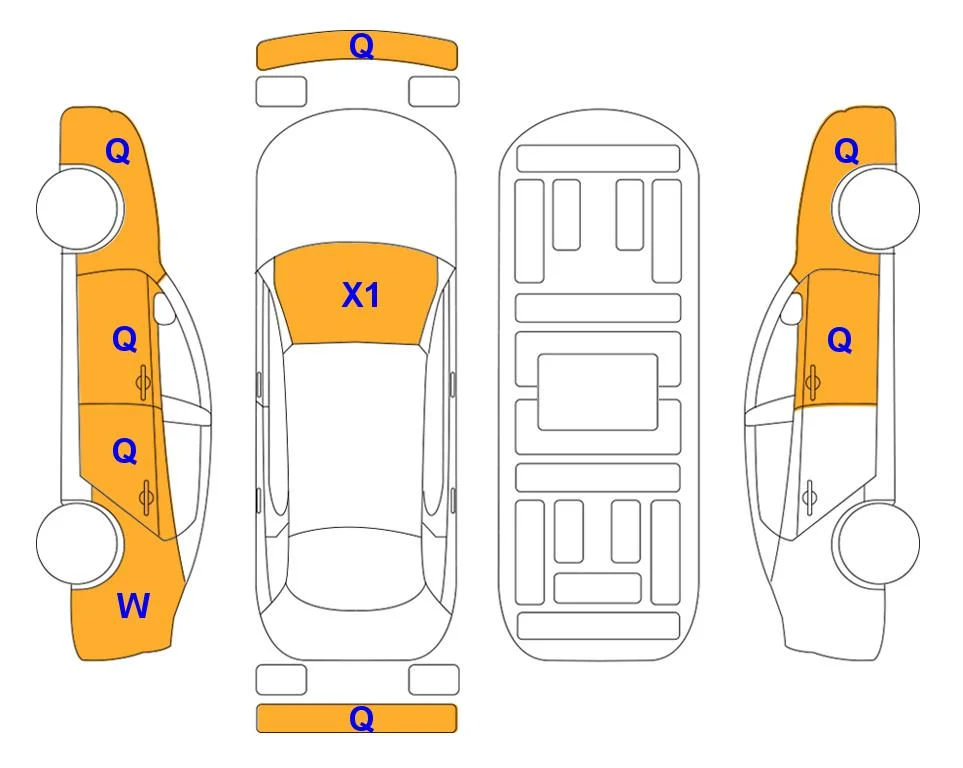 Схема кузова с отметками аукциона Lotte Auto Auction
