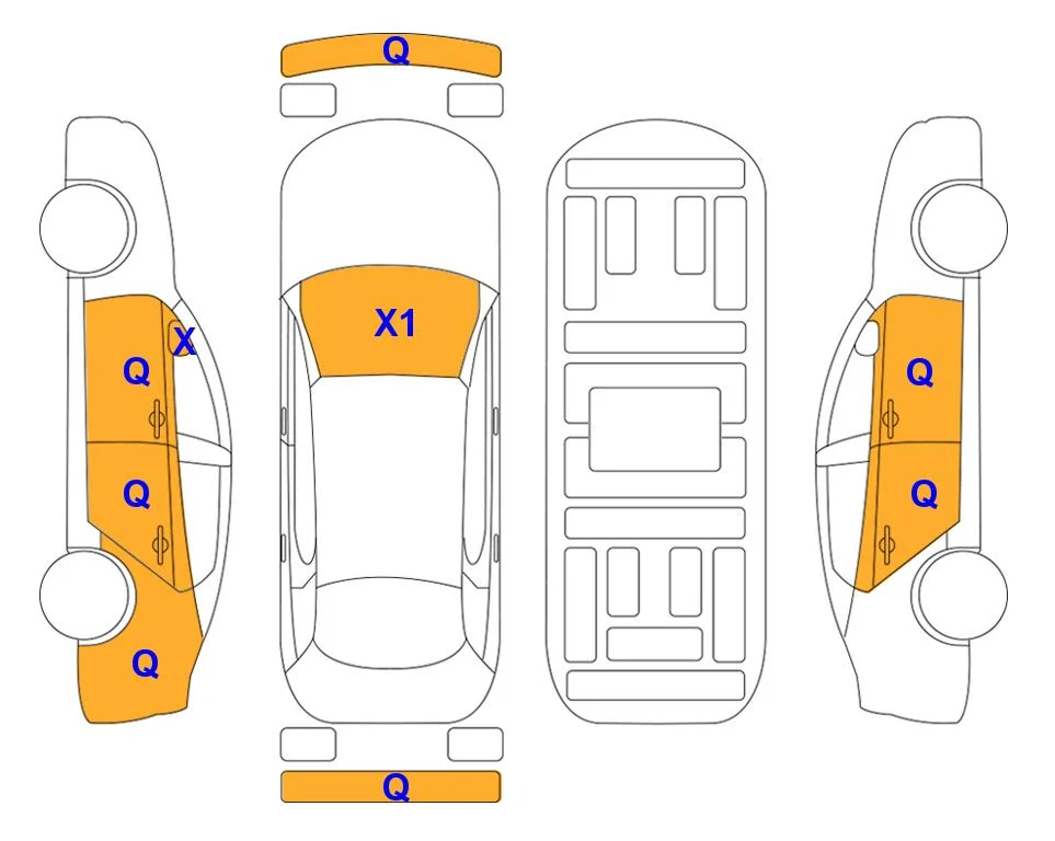 Схема кузова с отметками аукциона Lotte Auto Auction