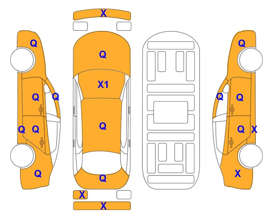 Схема кузова с отметками аукциона Lotte Auto Auction
