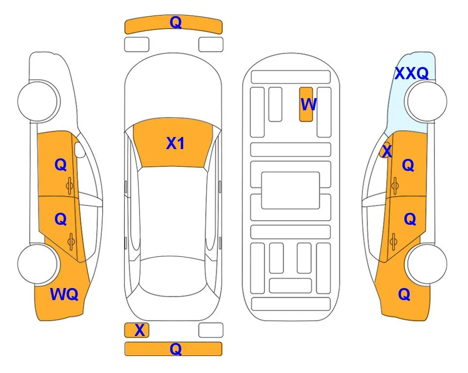 Схема кузова с отметками аукциона Lotte Auto Auction