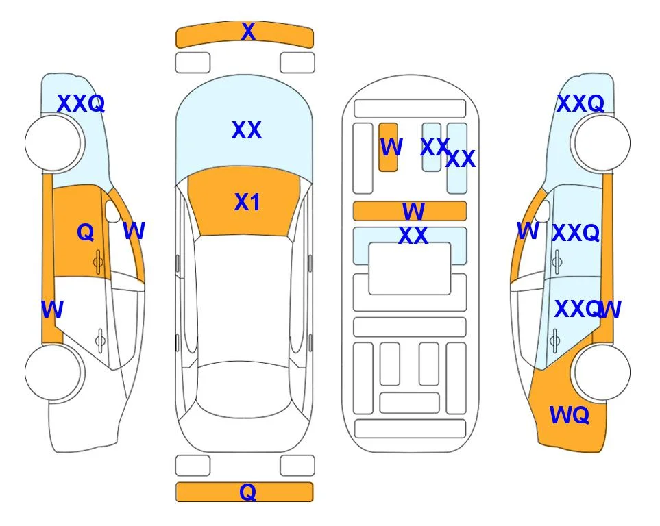 Схема кузова с отметками аукциона Lotte Auto Auction