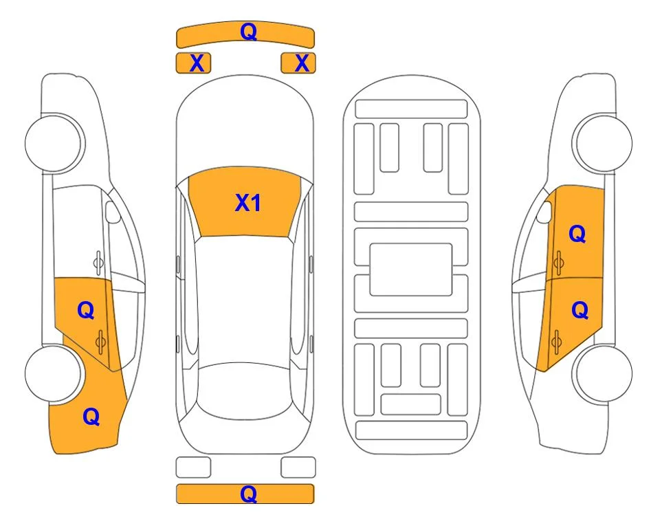 Схема кузова с отметками аукциона Lotte Auto Auction