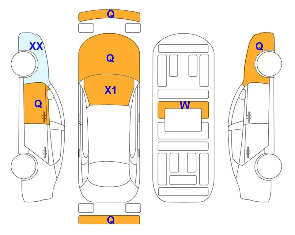 Body diagram with the marks of Lotte Auto Auction