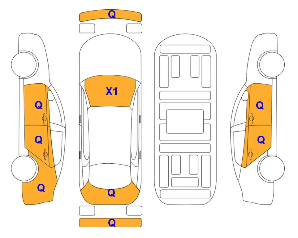 Схема кузова с отметками аукциона Lotte Auto Auction