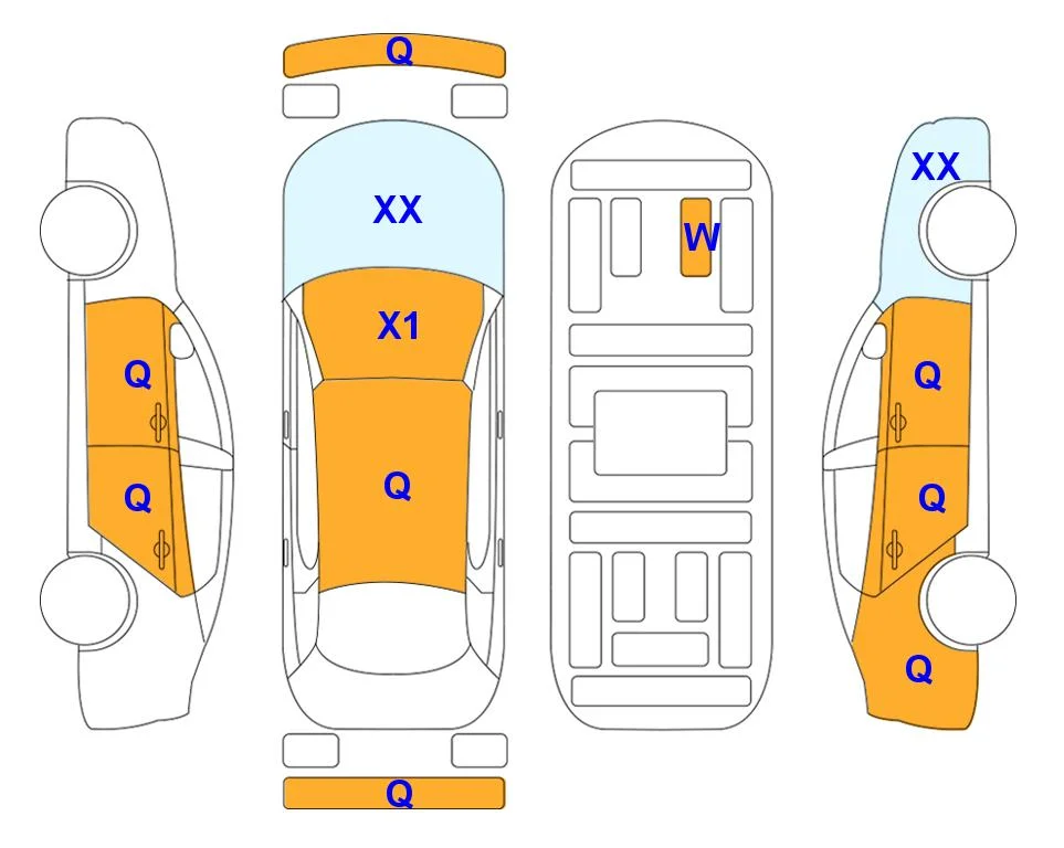 Схема кузова с отметками аукциона Lotte Auto Auction