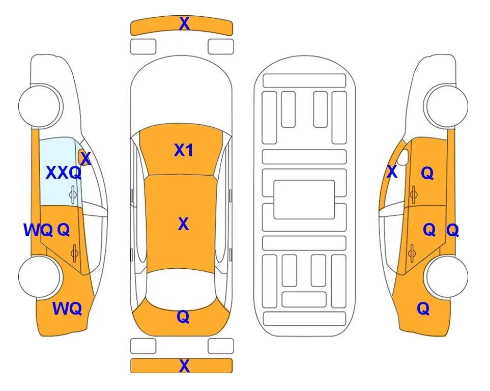 Схема кузова с отметками аукциона Lotte Auto Auction