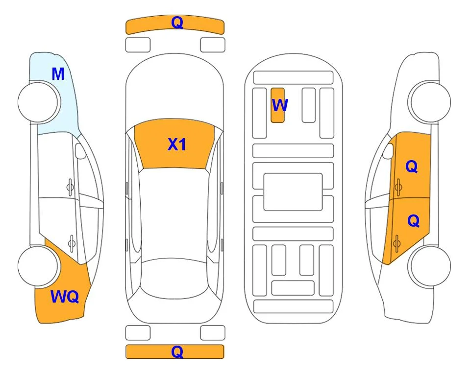 Body diagram with the marks of Lotte Auto Auction