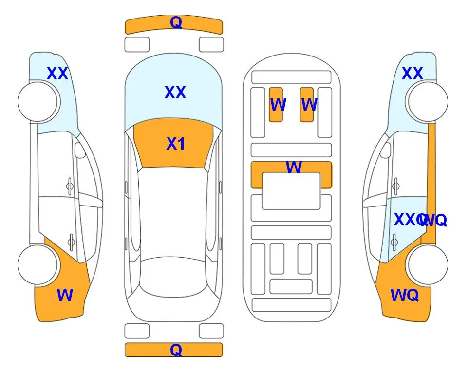 Схема кузова с отметками аукциона Lotte Auto Auction