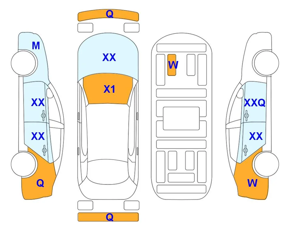 Схема кузова с отметками аукциона Lotte Auto Auction