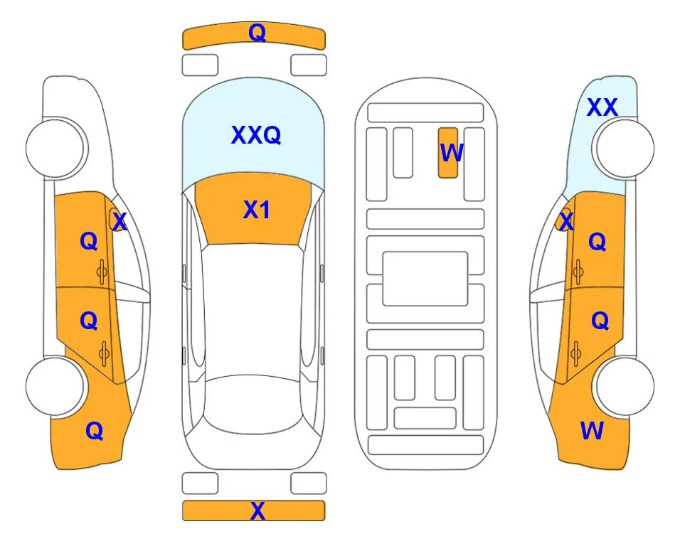 Body diagram with the marks of Lotte Auto Auction