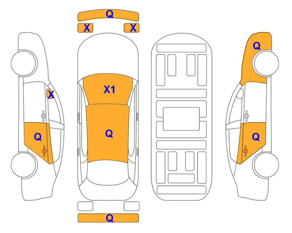 Схема кузова с отметками аукциона Lotte Auto Auction