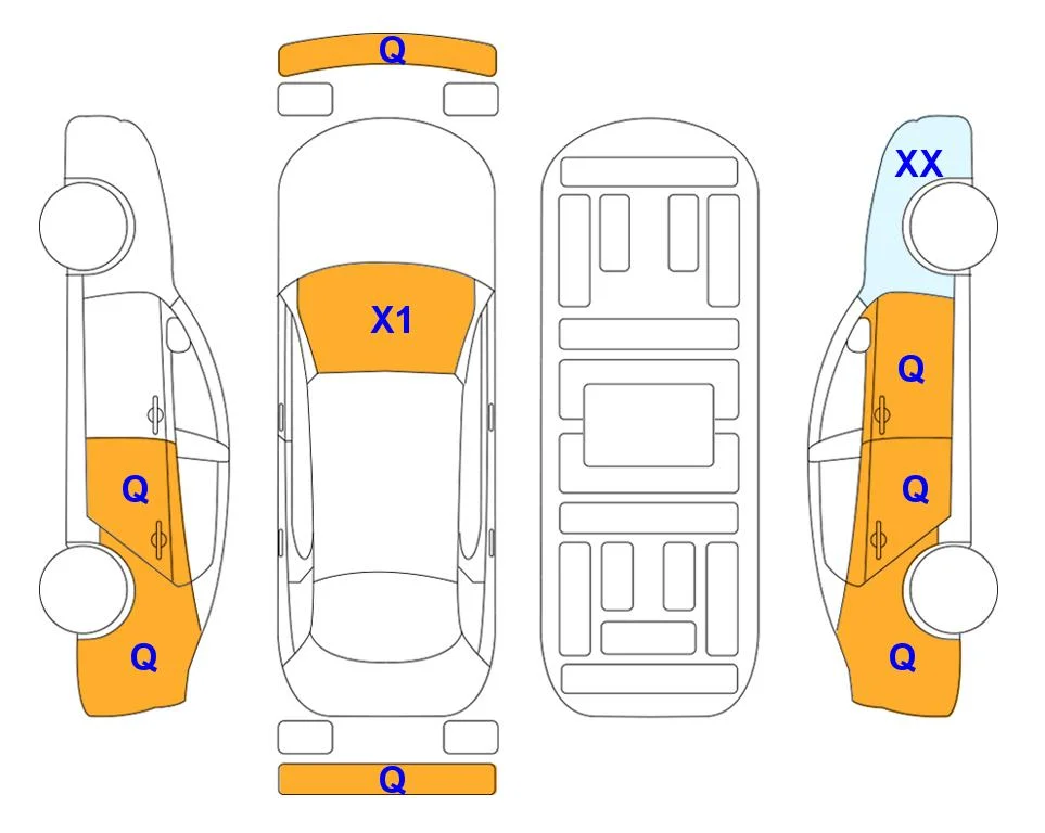 Схема кузова с отметками аукциона Lotte Auto Auction