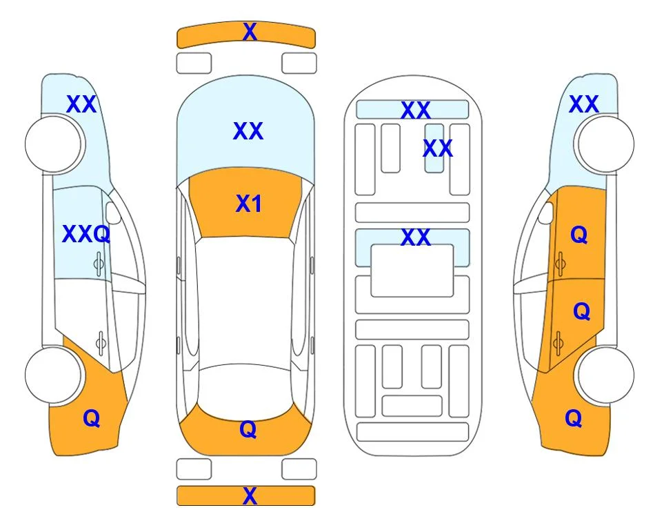 Body diagram with the marks of Lotte Auto Auction