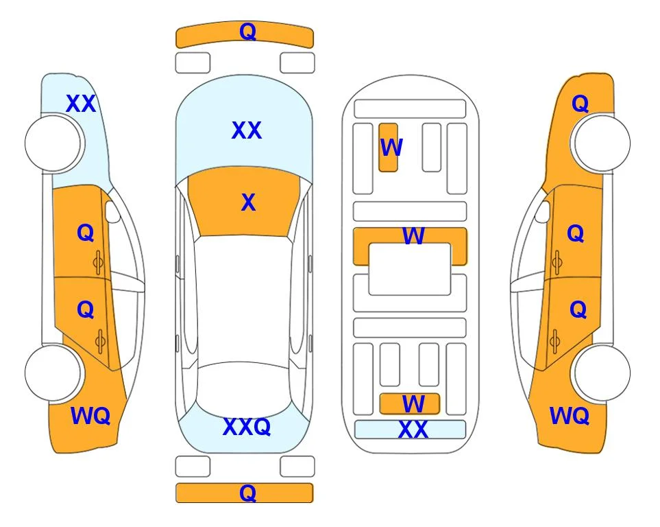 Схема кузова с отметками аукциона Lotte Auto Auction