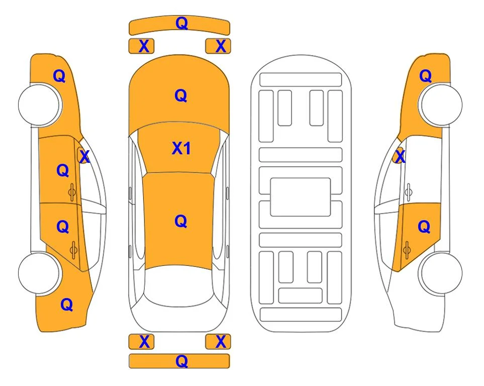 Body diagram with the marks of Lotte Auto Auction