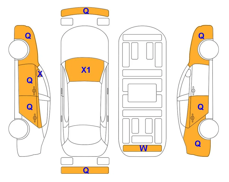Схема кузова с отметками аукциона Lotte Auto Auction