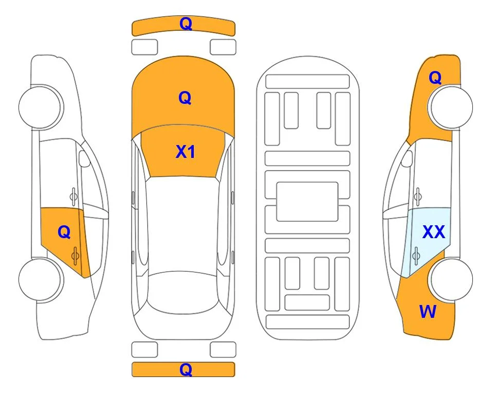 Схема кузова с отметками аукциона Lotte Auto Auction