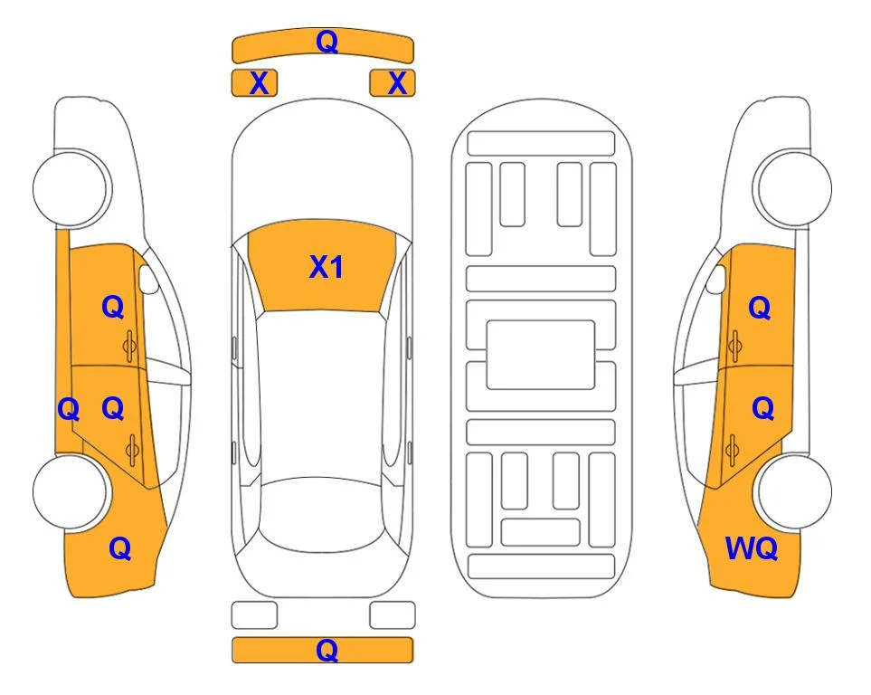 Схема кузова с отметками аукциона Lotte Auto Auction