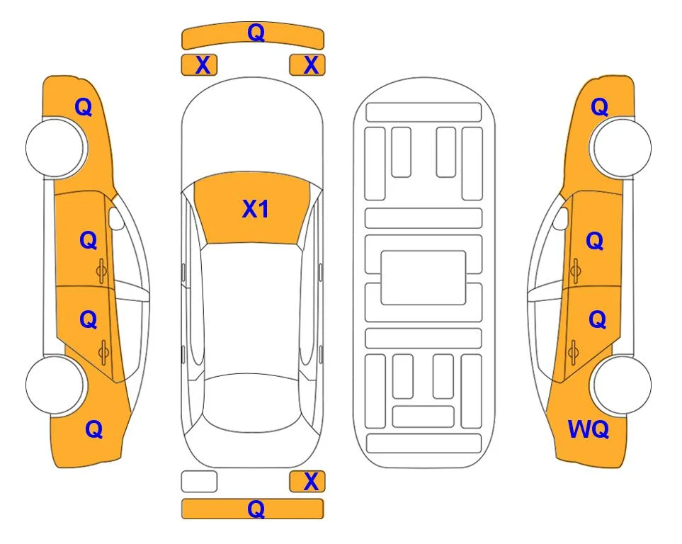 Схема кузова с отметками аукциона Lotte Auto Auction