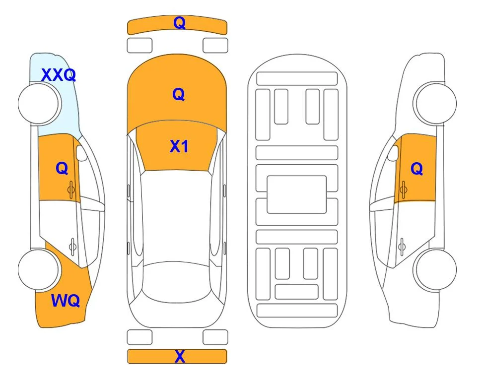 Схема кузова с отметками аукциона Lotte Auto Auction