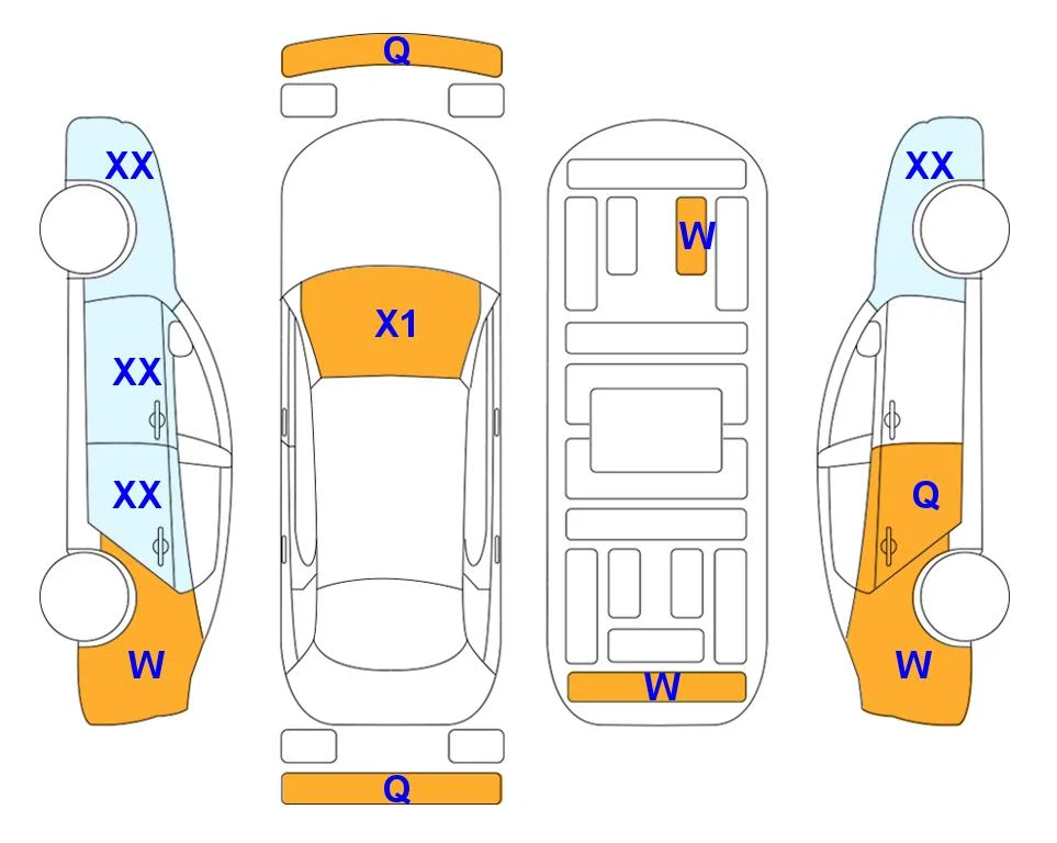 Схема кузова с отметками аукциона Lotte Auto Auction