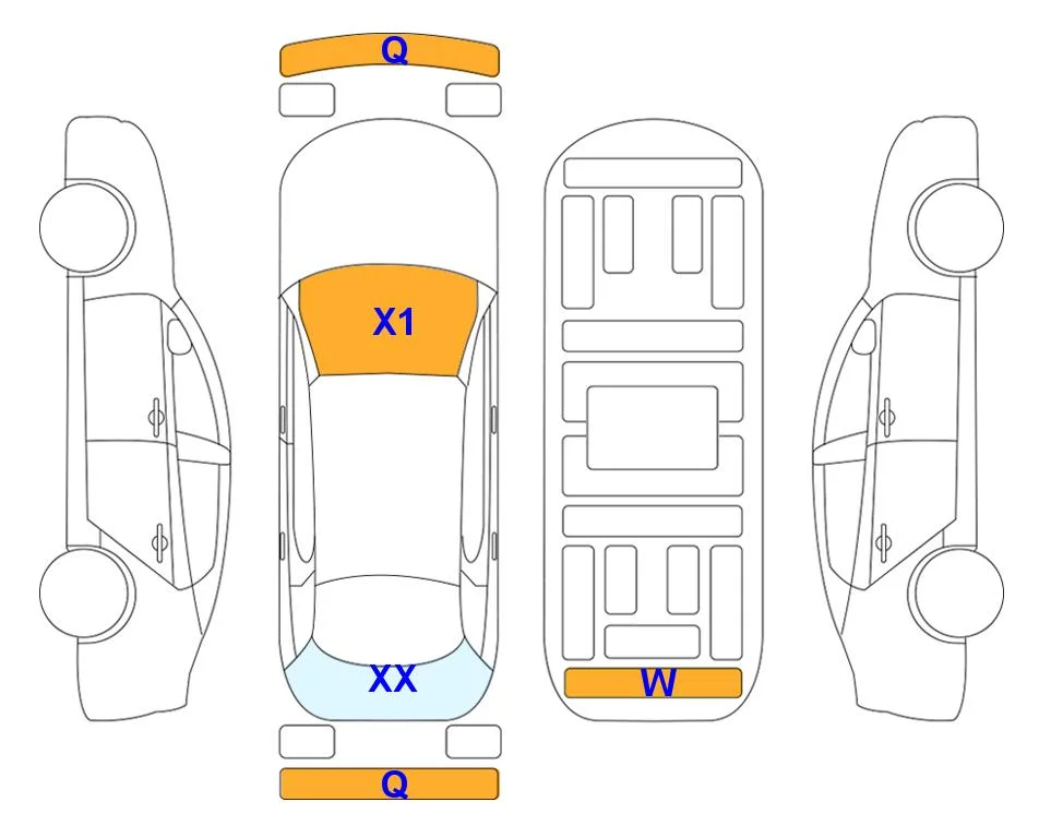 Body diagram with the marks of Lotte Auto Auction