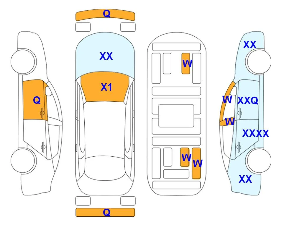 Схема кузова с отметками аукциона Lotte Auto Auction