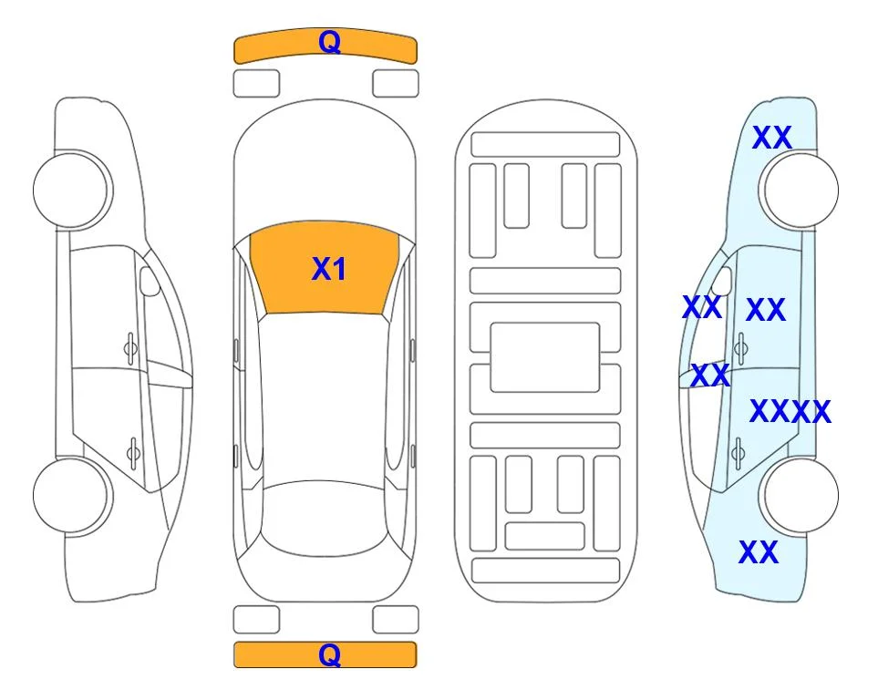 Схема кузова с отметками аукциона Lotte Auto Auction