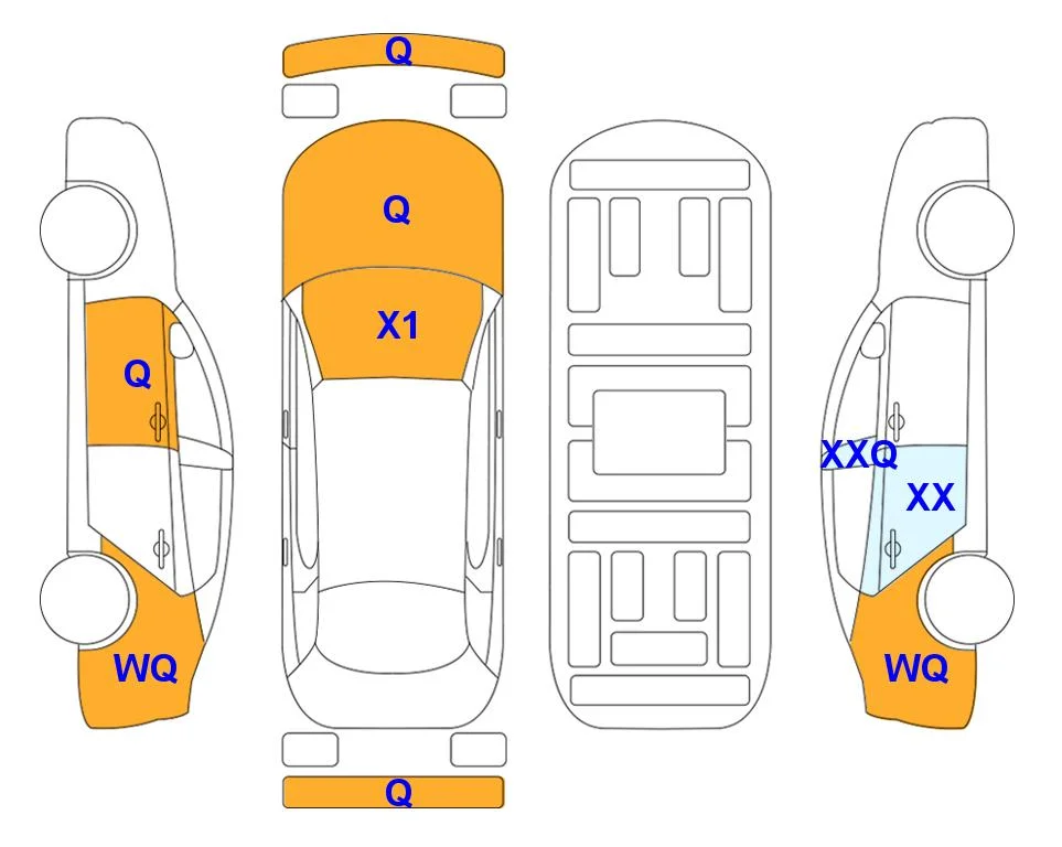 Body diagram with the marks of Lotte Auto Auction